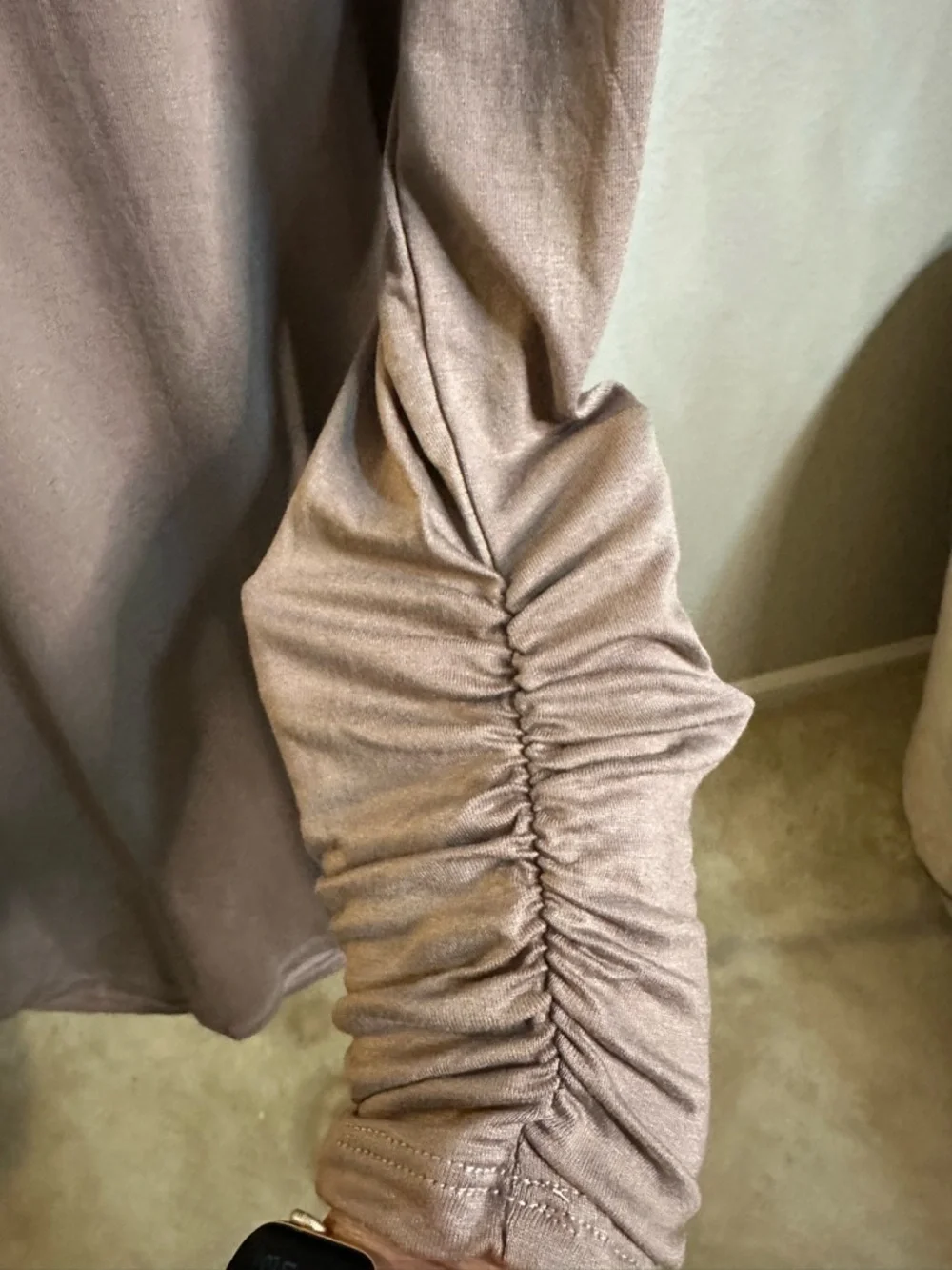 NWT Taupe Long Sleeve Tunic w/ Ruching Detail
